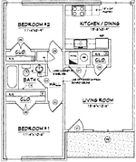 2 Bedroom / 1 Bath - 689 Sq. Ft.*